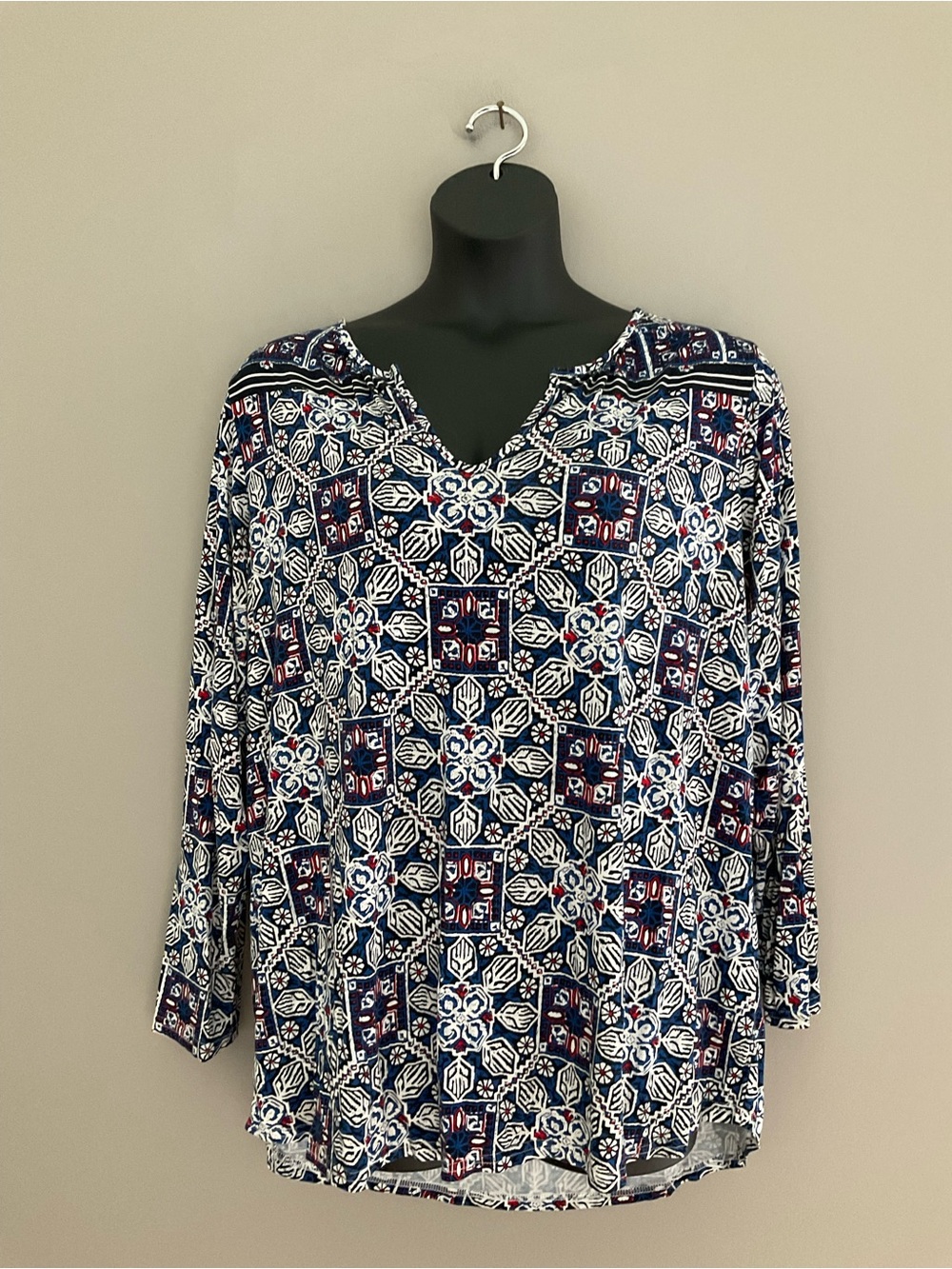Dalia, Blue, Red & White Blouse